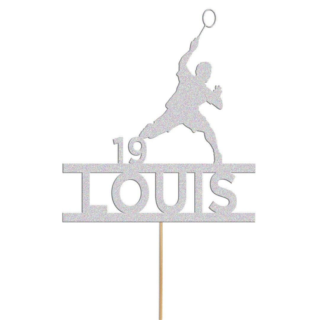 Personalised Glitter Badminton Cake Topper: Any Name & Age