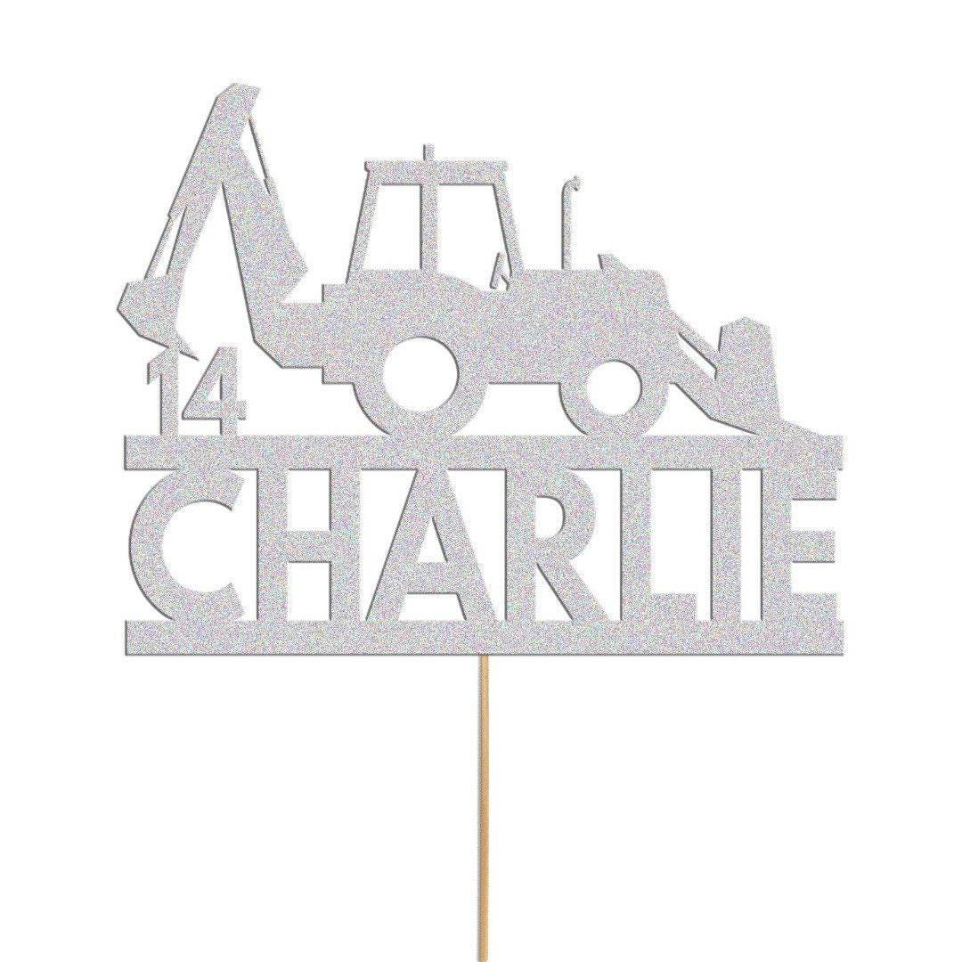 Personalised Glitter Tractor Cake Topper: Farm Birthday Decoration
