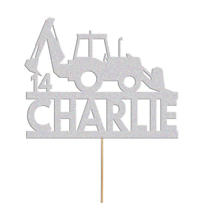 Personalised Glitter Tractor Cake Topper: Farm Birthday Decoration
