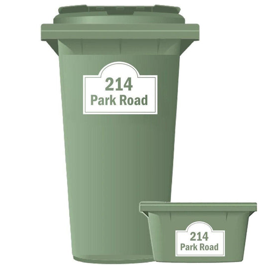 Personalised Wheelie Bin Sticker: Arch House Number, Waterproof Vinyl