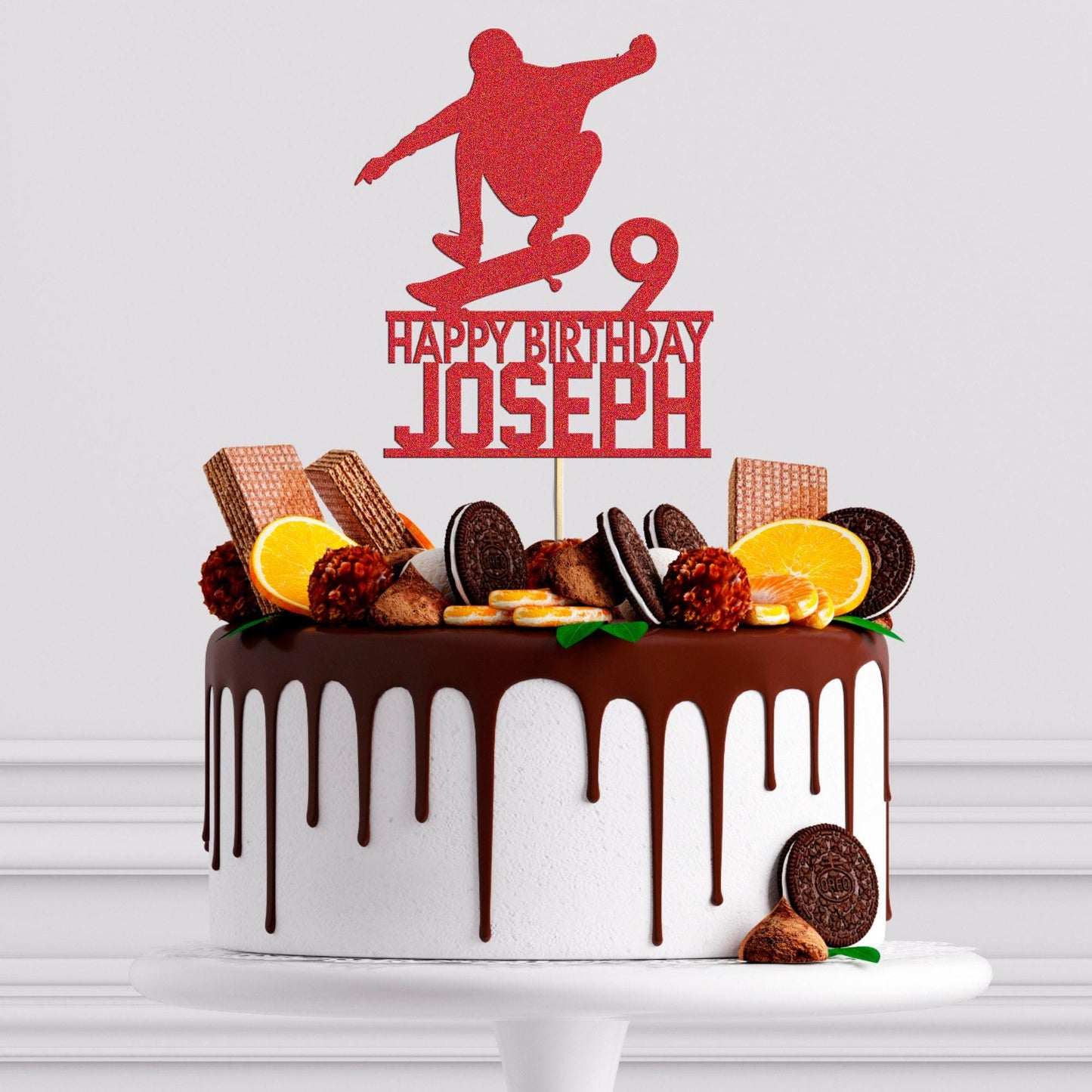 Skateboard Cake Topper Custom Skater Birthday Cake Decoration Any Name Age