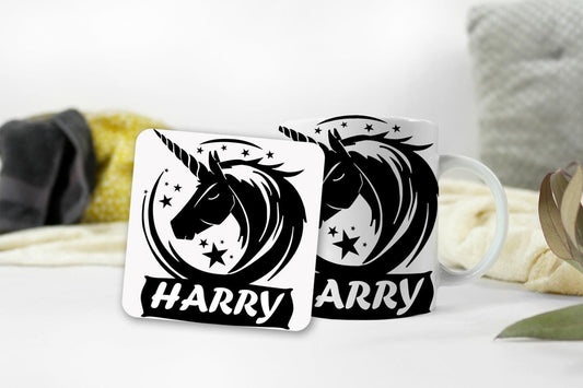Personalized Unicorn Mug & Coaster Set: Birthday Gift