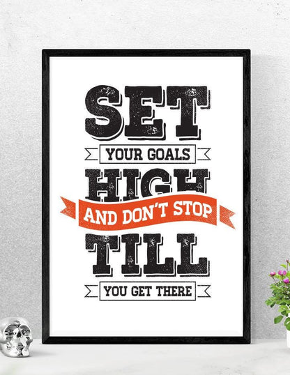 Set Your Goals High Inspirational Positive Thoughts Quote Poster Print Wall