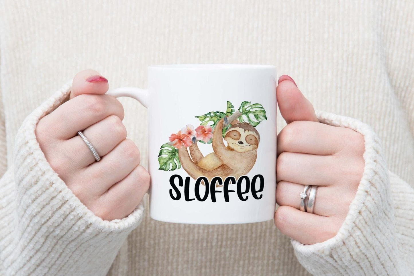 Sloth Coffee Mug Gift Set, Funny Tea Cup and Coaster