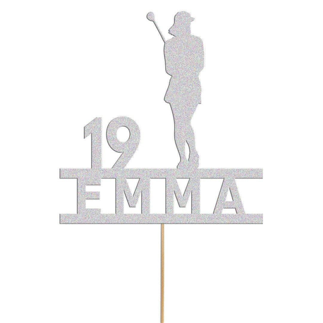 Custom Glitter Woman Golfer Cake Topper: Personalised Name & Age