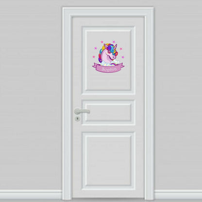 Personalised Name Unicorn Wall Sticker Girls Bedroom Kids Nursery Vinyl Stars