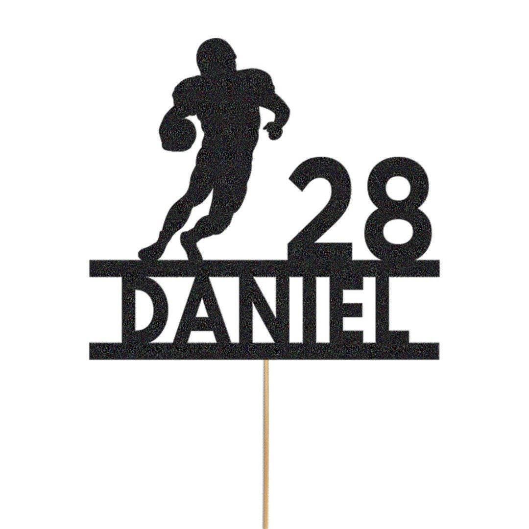 Personalised Rugby Cake Topper: Glitter Sports Fan Decoration
