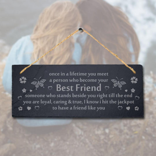 Bestfriends Laser Engraved Hanging Slate Friendship Sentimental Gift Plaque Sign