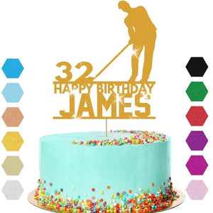 Personalised  Golfer Cake Topper Golf Golfing Birthday Cake Decoration Any Name & Age