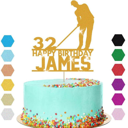 Personalised  Golfer Cake Topper Golf Golfing Birthday Cake Decoration Any Name & Age