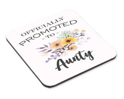 Officially Promoted To Aunty Mug & Coaster Set Aunt New Baby Birthday Tea Gift