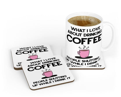 What I Love About Coffee Mug & Coaster Set Christmas Boyfriend Birthday Tea Gift