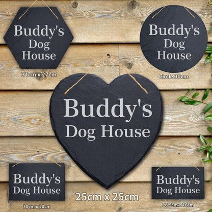 Personalised Pet Name Slate Sign Kennel Dog House Shed Door Engraved Plaque Gift