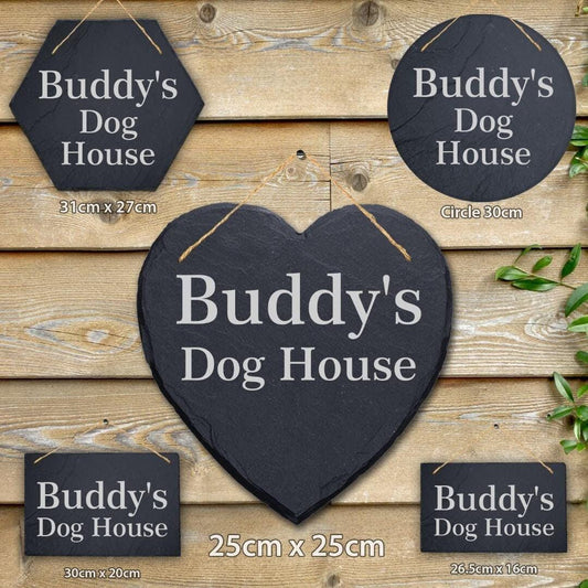 Personalised Pet Name Slate Sign Kennel Dog House Shed Door Engraved Plaque Gift