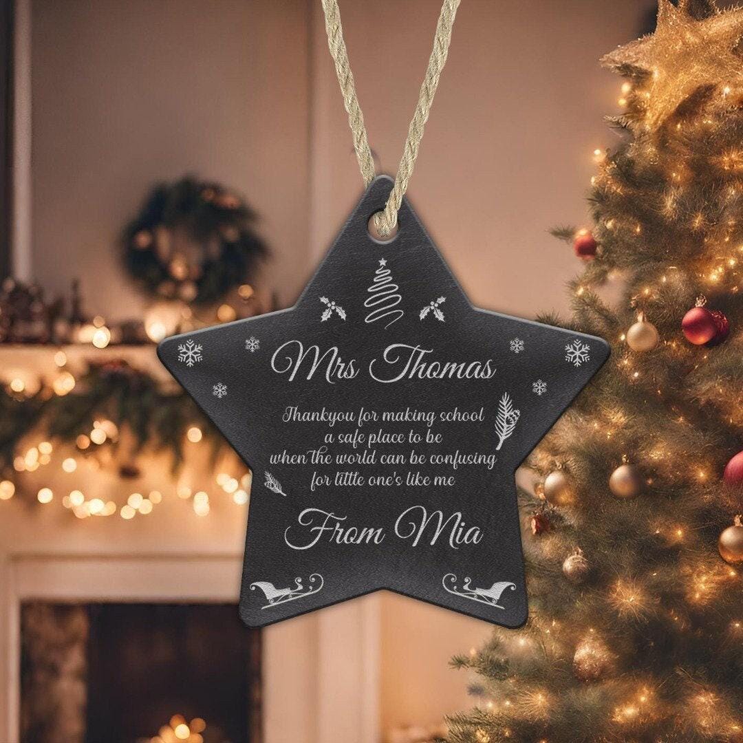Personalised Teacher Christmas Ornament: Acrylic Star Tree Decor