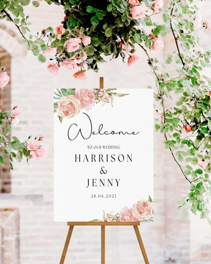 Personalised Wedding Welcome Sign: Floral Entrance Poster (A1-A4)