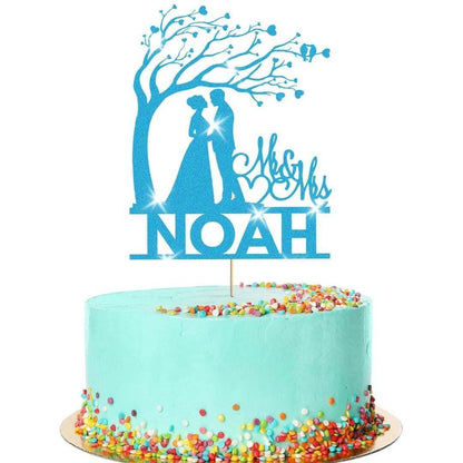 Personalised Wedding Cake Topper Mr & Mrs Anniversary Love Birds Cake Decoration