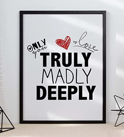 Only Love You Truly Madly Inspirational Positive Love Words Poster Print Wall