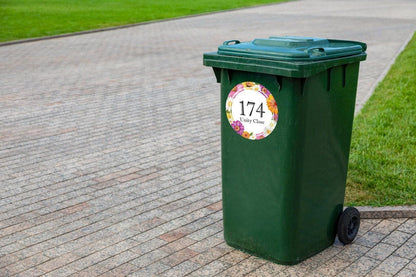 Custom Wheelie Bin Stickers Street Name & Number Waterproof Vinyl Decal Road Dustbin