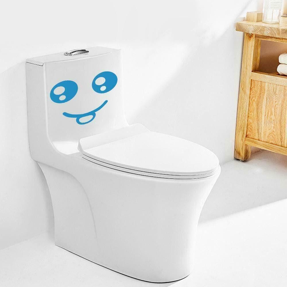 Smiling Face Waterproof Toilet Sticker Funny Novelty Vinyl Decal Bathroom Kids