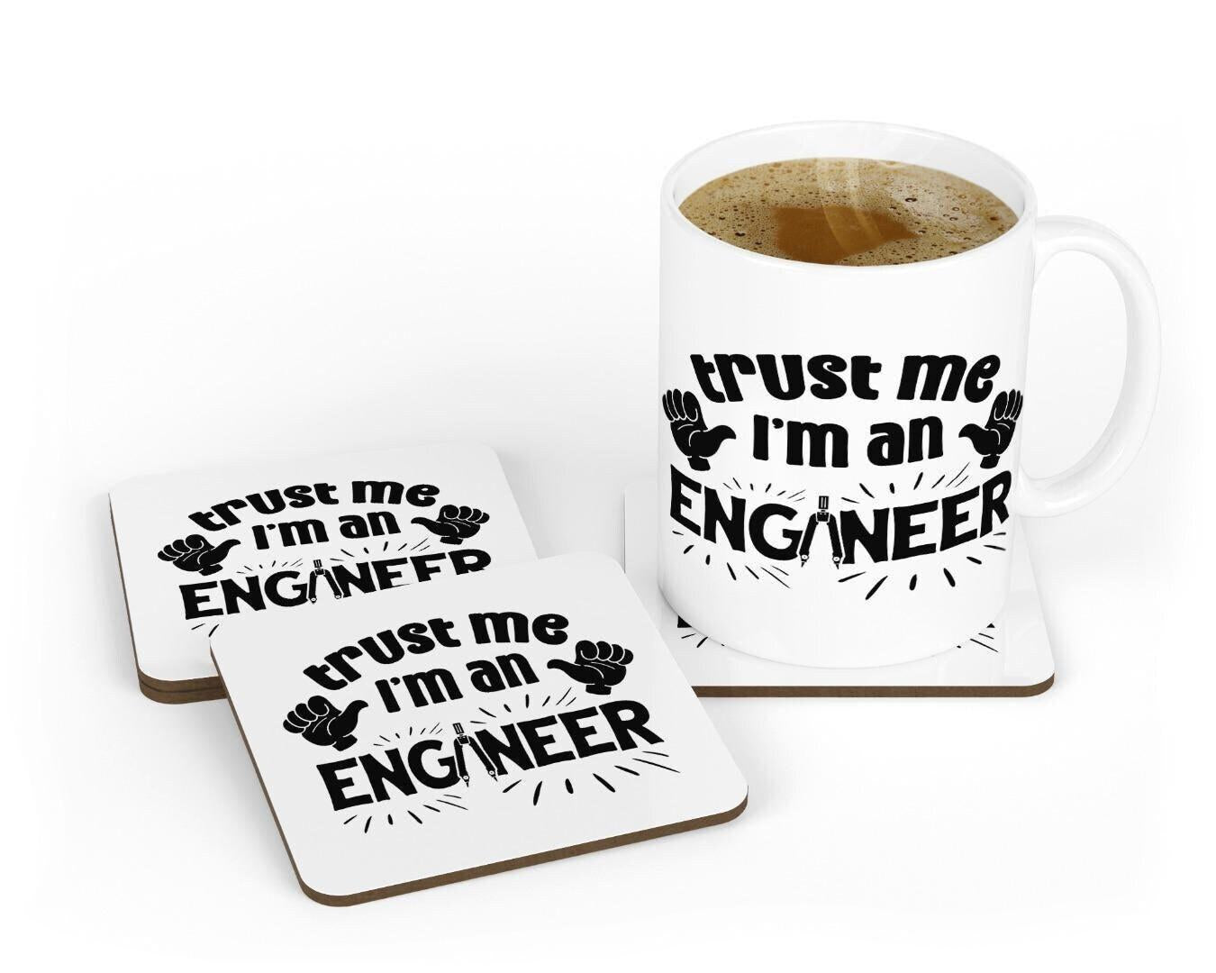 Funny Engineer Mug & Coaster Set Engineering Graduation Birthday Coffee Tea Gift