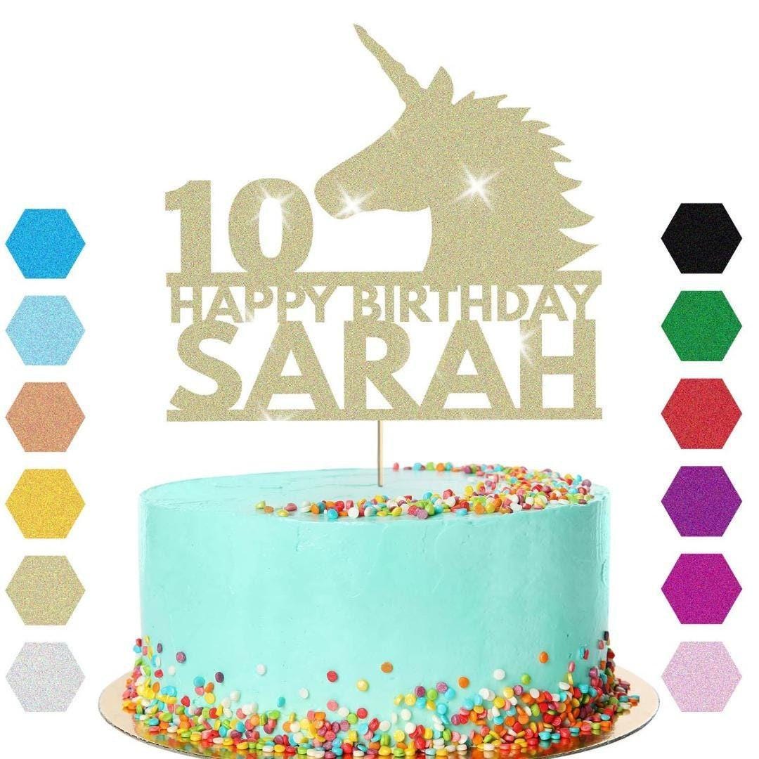 Unicorn Head Cake Topper Personalised Party Birthday Cake Decoration Any Name & Age