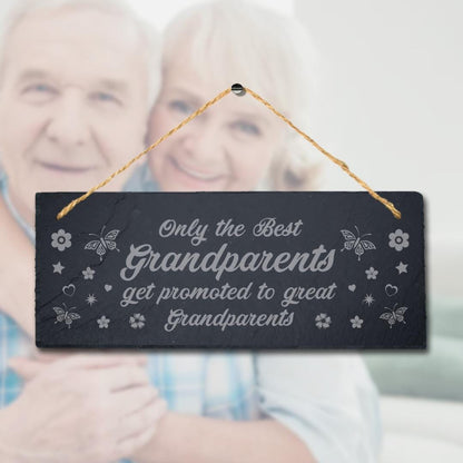 Engraved Slate Grandparents Gift Sign with Jute Rope