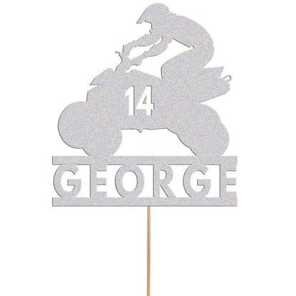 Personalised Glitter Quad Bike Cake Topper: Custom ATV Decoration