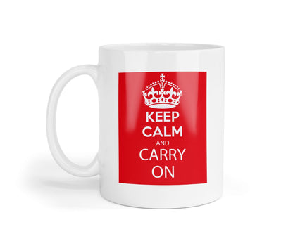 Red & White Keep Calm And Carry On Mug Unique Coffee Tea Cup Motivational Gift