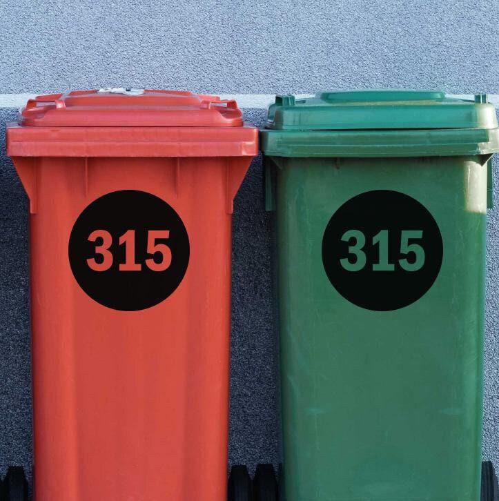 Personalised Wheelie Bin Number Sticker: Waterproof Vinyl Decal