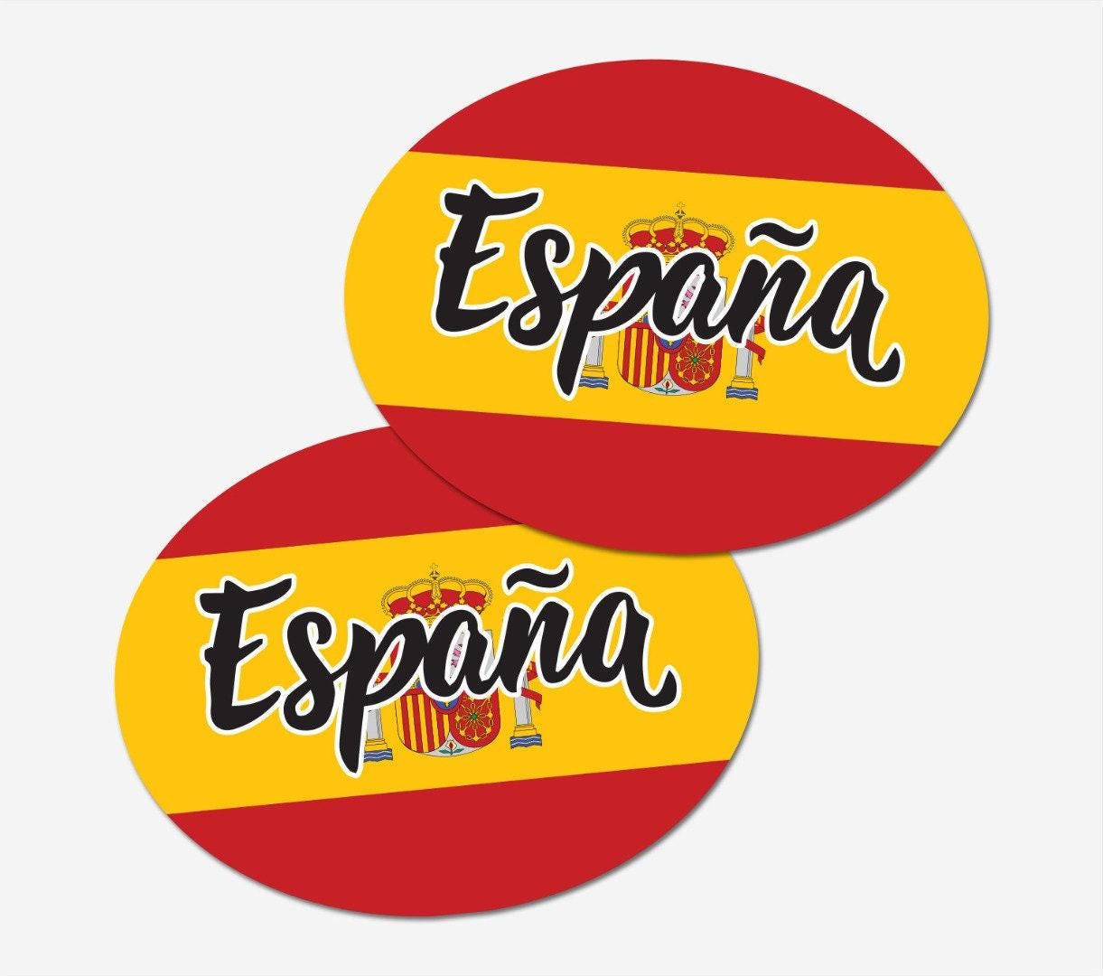 2 X Espana Car Stickers Spain Flag Oval Self-adhesive Vinyl Car, Van, Lorry