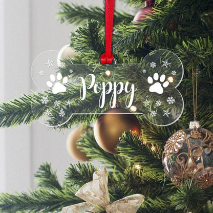 Personalised Dog Puppy Christmas Bauble Pet Xmas Gift Tree Decoration Any Name