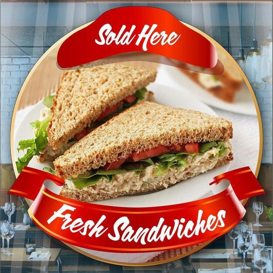 Fresh Sandwiches Takeaway Window Cafe Shop Restaurant Sticker Sign Decal