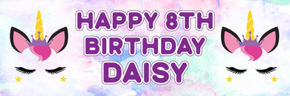 2x Personalised Sleeping Unicorn Birthday Banner: Magical Party Decorations