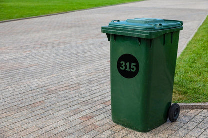 Personalised Wheelie Bin Number Sticker: Waterproof Vinyl Decal