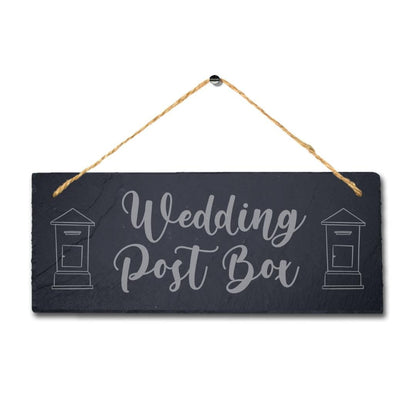 Wedding Post Box Laser Engraved Hanging Rustic Slate Greetings Gift Plaque Sign