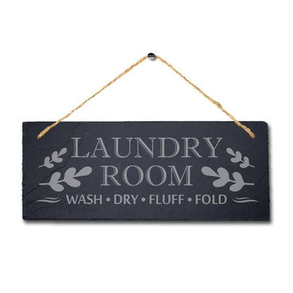 Laundry Room Wash Dry Fold Laser Engraved Hanging Slate Laundry Hub Plaque Sign