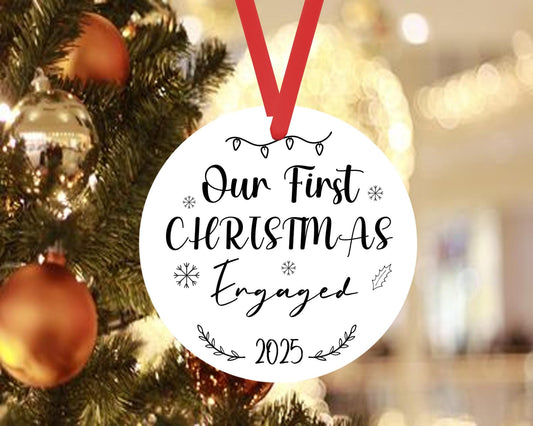 Our First Christmas As Engaged Bauble 1st Xmas Ceramic Ornament Keepsake Gift