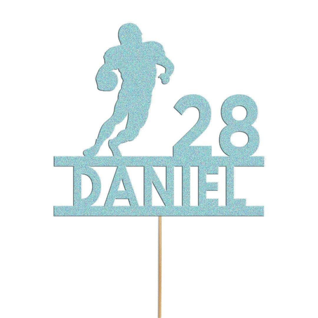 Personalised Rugby Cake Topper: Glitter Sports Fan Decoration