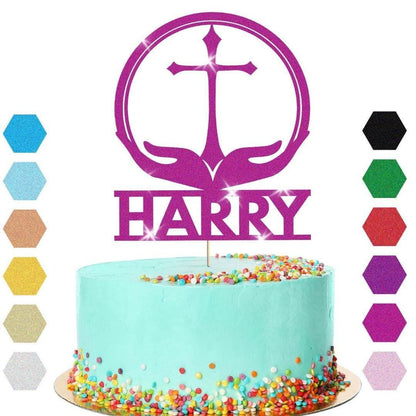 Personalised Cross Confirmation Cake Topper Congratulation Birthday Cake Any Name