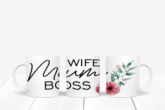Wife Mum Boss Mug & Coaster Gift Set Female Inspirational Empowerment Present