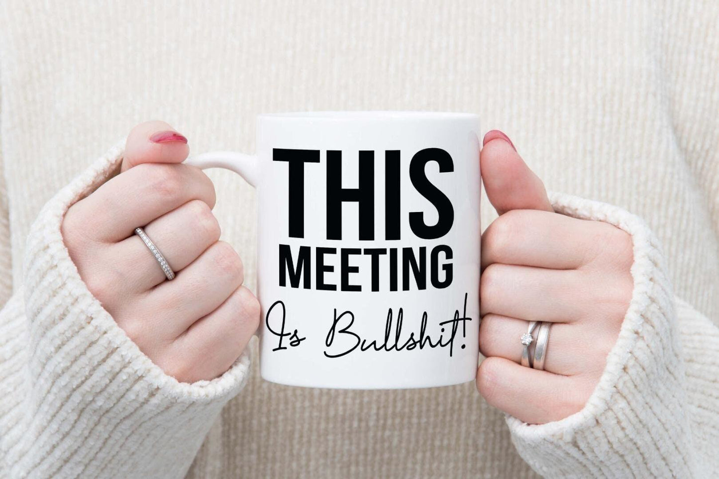 This Meeting Is Bullshit Funny Rude Office Coffee Mug & Coaster Gift Set Joke Work Mug Gift