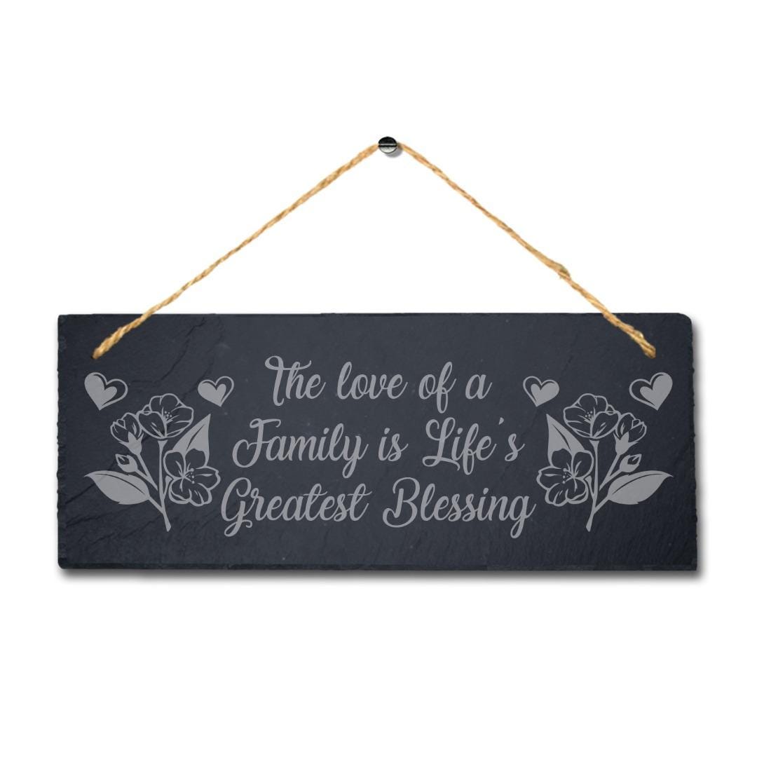 The Love Of Family Greatest Laser Engraved Hanging Slate Home Decor Plaque Sign