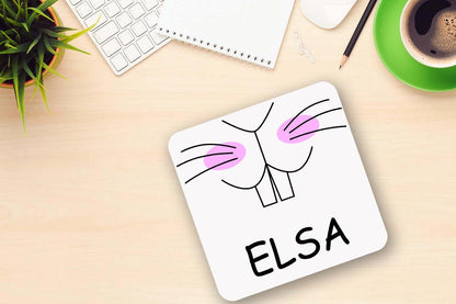 Personalised Bunny Face Mug and Coaster Set: Custom Keepsake Gift