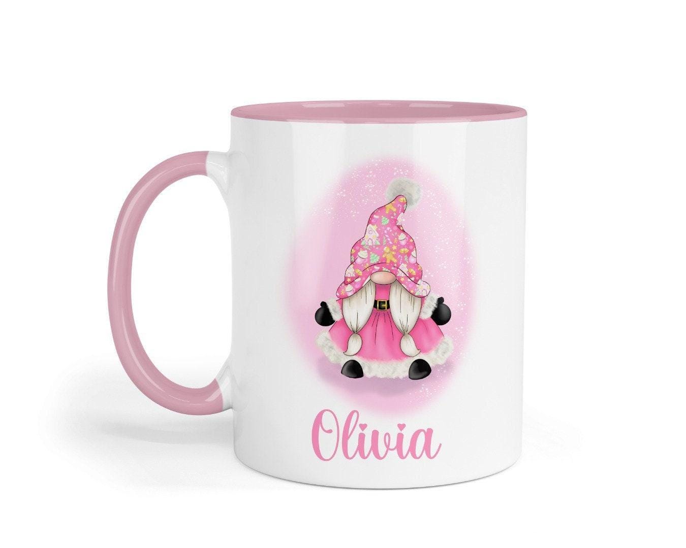 Personalised Pink Gonk Mug & Coaster Set: Custom Name Gift