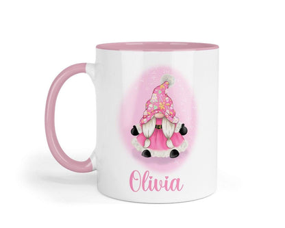 Personalised Pink Gonk Mug & Coaster Set: Custom Name Gift