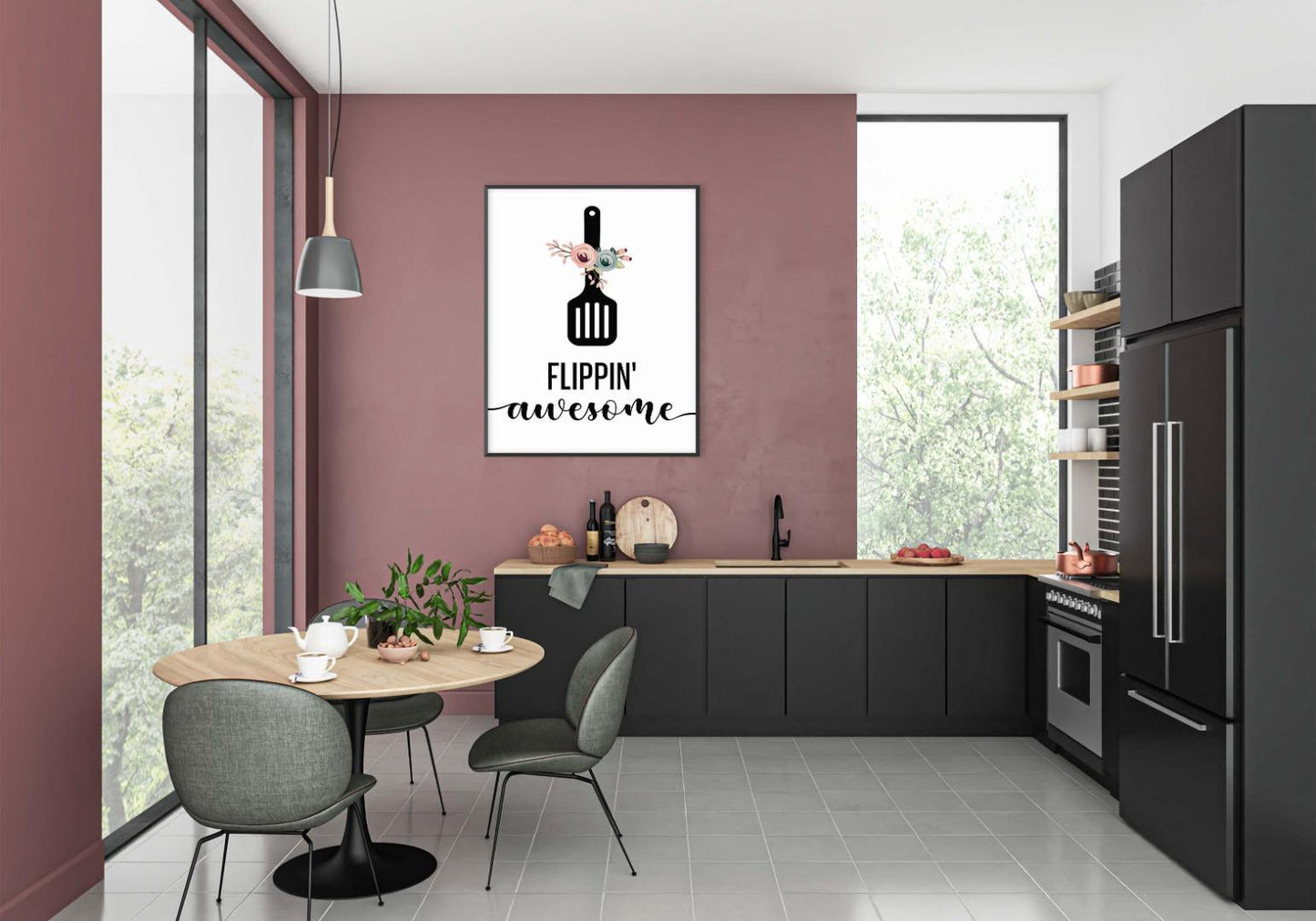 Flippin Awesome Kitchen Minimalist Portrait Wall Home Dining Decor Print Poster