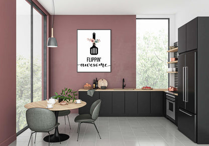 Flippin Awesome Kitchen Minimalist Portrait Wall Home Dining Decor Print Poster