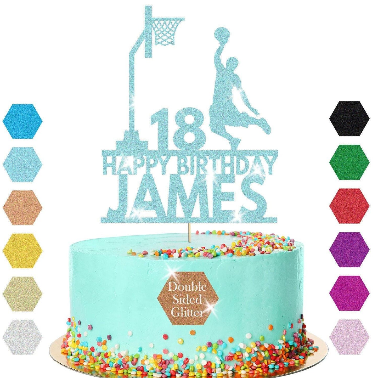 Personalised Basketball Birthday Cake Topper - Custom Sports Party Decoration