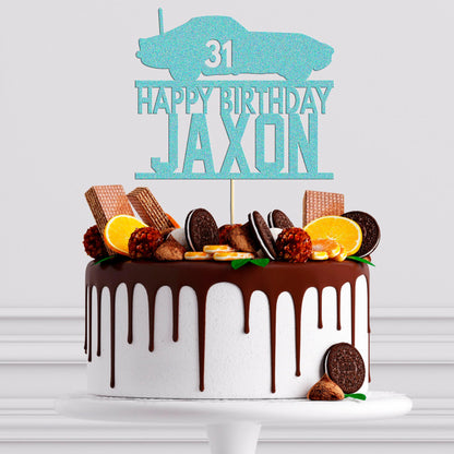Personalised Racing Car Glitter Cake Topper: Birthday Party Decoration